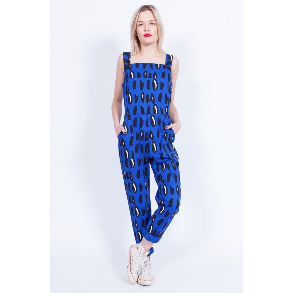 Nooworks Overalls in Blue Spot Cheetah Size Small - Like New!